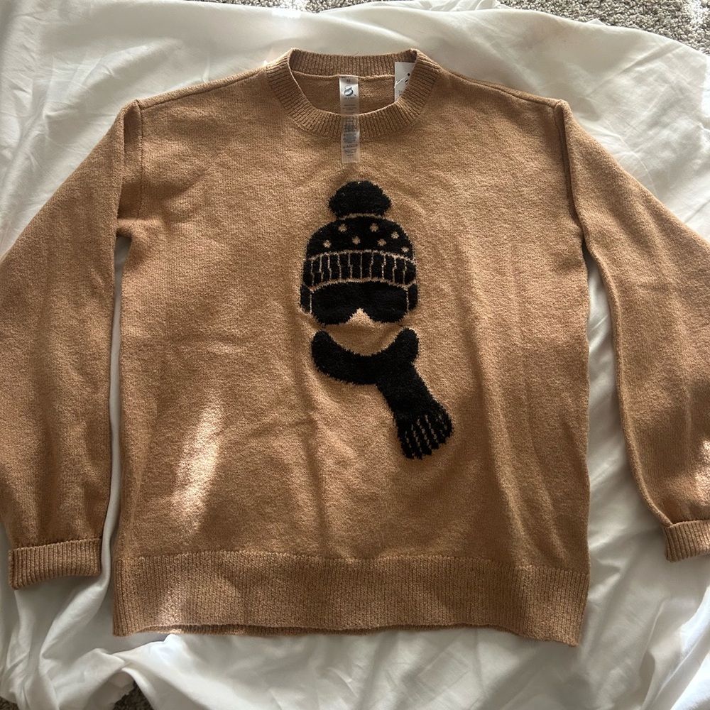 Women’s Tan Sweater with Black Graphic
